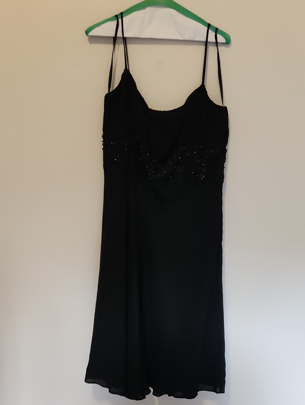 Ann Taylor Black Spaghetti Strap Slip Dress with Beaded Waist